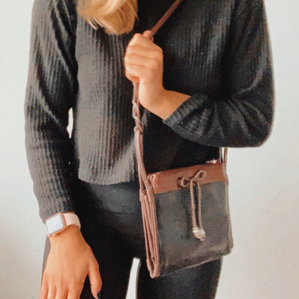 Faux Leather and Snakeskin Crossbody Bag Wallet